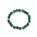Handcrafted malachite bead bracelet with silver pattern spacers for men and women - Green Malachite
