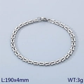 Silver stainless steel U-shape chain bracelet with lobster clasp, 190mm length and 4mm width - 190mm x 4mm / Steel