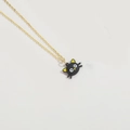 Cute gold chain necklace with black cat pendant featuring yellow ears for women - Black Cat