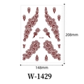 Brown henna lace tattoo sticker with symmetrical flower design for women, model W-1429 - Deep Reddish Brown Symmetrical Henna (W-1429S)