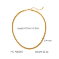 18K gold plated stainless steel wheat braided chain necklace with lobster clasp - Gold Braided Wheat Chain Necklace (HC-N40065)