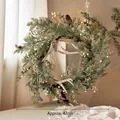 Nordic grey-green Christmas wreath with cedar branches, pine cones and antlers, 42cm wide - Christmas Wreath B - Nordic Antlers & Cedar