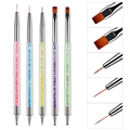 5-piece dual-ended nail art brush set with glitter barrels for linework and dotting - 5-Piece Set Double-Ended Dotting Liner Pens