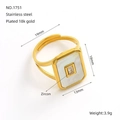 Detailed dimensions of 18K gold plated stainless steel signet ring with cubic zirconia - Square Zirconia Signet Style (ZR1751G)