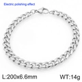 Polished silver stainless steel Cuban chain bracelet for men, width 6.6mm and length 200mm - 6.6mm Width Simple Style (KB207784-Z)