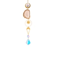 Golden suncatcher featuring a natural agate slice and iridescent crystal prism pendant - White Agate/Gold Series