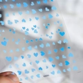 Blue heart pattern nail art stickers on transparent adhesive sheet model XCK095 - Blue Hearts (KX095)