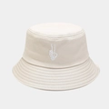 Cream bucket hat with skull fingers embroidery, minimalist cotton streetwear sun cap - M (56-58cm) / Beige