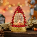 Dettaglio di una palla di neve a forma di albero con Babbo Natale e stella dorata in cima - Stile Babbo Natale Seduto Rosso