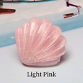 Macro di conchiglia in resina rosa con glitter iridescenti e trama a coste 3D - Rosa Chiaro