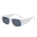 Retro square oversized sunglasses featuring a chunky white frame and dark grey lenses - White Frame Gray Lens