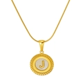 18K gold plated shell alphabet J pendant necklace with high quality snake chain - Letter J (S-P005-J)