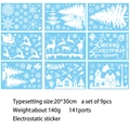 Pack de 9 pegatinas de ventana navideñas electrostáticas copos de nieve de 20x30cm - Estilo de Lámpara de Cabaña de Nieve