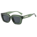 Modern square sunglasses in dark green translucent resin with metallic temple accents - Transparent Green Frame Grey Lens