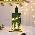 Green Christmas LED candle lamp with reindeer cutout design and warm yellow light - 20cm / Green