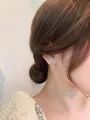 Elegant S925 silver flower earrings with white petals and dangling pearls - A999 Gold-Studs (Flower/Pearl)