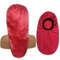 Cuffia da notte lunga in raso rosso con fascia elastica nera per la cura dei capelli - Taglia unica / Borgogna