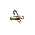 Golden paperclip ring with multi-color cubic zirconia stones and open geometric design - Adjustable Open / Paper Clip / Gold