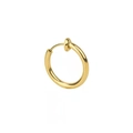 Polished golden stainless steel non-piercing hoop earring with spring clip mechanism - 2.0*18mm / Gold