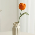 Handmade crochet orange tulip flower with green stem crafted from soft cotton yarn - Plump Tulip (Single) / Orange