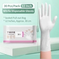 White 12-inch long nitrile gloves, 30 pieces pack with superior elasticity and fit - 30 Pieces Of White 12-inch M Size
