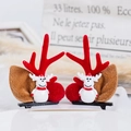 Cute red Christmas antler hair clips with white reindeer and pompom details for girls - 37# Red Antler Clip with White Deer