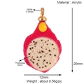 Detail view of dragon fruit acrylic pendant with specific dimensions and hole size details - Red-White Dragon Fruit