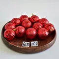 6cm red Christmas ball ornaments with embossed textures on a rustic wooden tray - Red 3D Relief Ball (6pcs/6cm)
