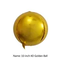 Shiny 10-inch 4D round gold aluminum foil balloon with metallic reflective finish - 10" / Gold