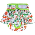 Dog diaper skirt with tropical animal print and adjustable green velcro strap - XS / Light Green