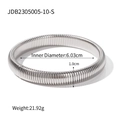 18K gold-plated retro cuff bracelet with emerald zircon and ribbed design 6cm diameter - Silver 1.0cm Ribbed Style (JDB2305005-10-S)