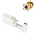 Sterile ear piercer with gold-plated flower stud featuring red and white crystals - 52-666 (Gold Red Center Clear Flower)