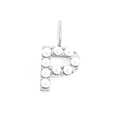 Elegant silver-toned letter P pendant inlaid with white pearls for DIY jewelry making - Silver-P