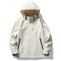 Waterproof off-white hooded sports jacket with zipper pockets and windproof fabric - M / Off-White (Men)