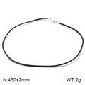 Black 2mm silicone cord necklace with silver lobster clasp 45cm length for men and women - Steel Color-2mm