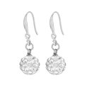 Boucles d'oreilles perles géométriques argentées avec boules disco en cristal brillant - Style Boule de Strass Pavée Argent (KE103897-Z)