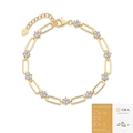 Pulsera de clip en plata S925 bañada en oro con moissanita y certificado GRA - 19+5cm / Moissanita 4mm/0.3ct (con Certificado GRA)