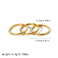 Set di tre anelli minimalisti dorati con finiture opache e lucide - Set da 3 Pezzi in Oro Satinato Lucido (TR4046-7)