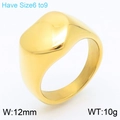 Polished gold vintage signet ring in titanium steel with 12mm width and flat top surface - Irregular Gold(KR111429-GC)