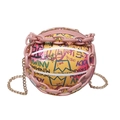 Graffiti basketball shaped handbag with colorful acrylic chain strap for women - Colorful