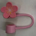Pink peach blossom silicone straw cover cap for Stanley tumblers and 10mm wide straws - Style 9