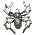 Silver spider pendant with antique metal texture for DIY Halloween jewelry making - Spider Style (7458)