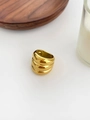 Three-layer wavy stack ring in polished 18K gold finish for a bold modern look - US 10 / Gold