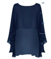 Navy blue chiffon evening shawl cape with lightweight tiered layers and asymmetric hem - Navy Blue