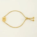 Adjustable golden stainless steel box chain bracelet featuring a square letter K pendant - Letter K / Gold
