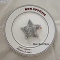 Christmas tweed star ornament 8cm x 8cm in grey and white for DIY craft decoration - Star-02 (Grey White)