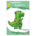 Globo de dinosaurio verde de papel de aluminio con mochila para fiesta infantil 55x70cm - Dinosaurio con Mochila Versión Q