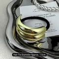 Minimalist golden alloy metal hair ring with high elastic black rubber band, 7.5cm - Diameter approx 7.5CM / 14K Gold