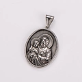 Macro del ciondolo in acciaio inossidabile argento con rilievo religioso di San Giuseppe - Argento Retro Solo Pendente