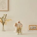 Standing Santa Claus figurine in pink and gold sequins, festive Christmas doll decor. - Pink Gold Outfit / 30cm Height